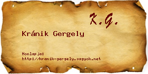 Kránik Gergely névjegykártya